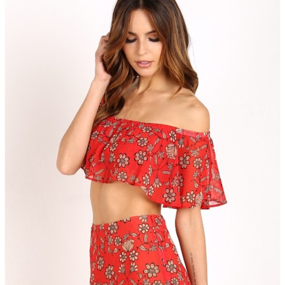For Love and Lemons Pia Crop Top and Midi Skirt